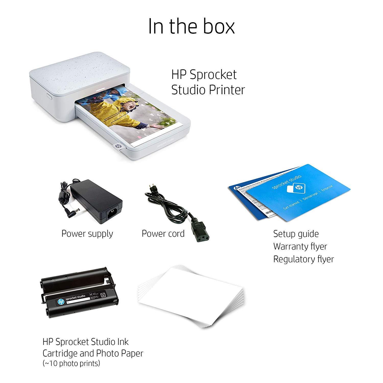 HP Sprocket Studio Photo Printer Personalize & Print, WaterResistant