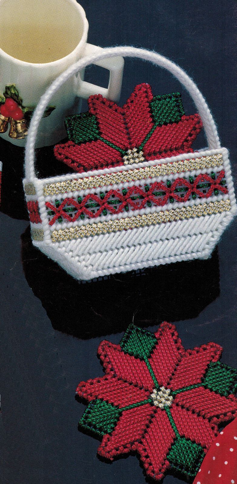canvas plastic coaster pattern holder gingerbread poinsettia bell angel xmas patterns needlepoint seller bonanza