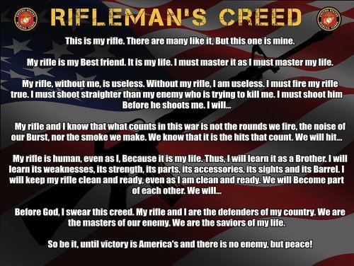 USMC Marines Rifleman's Creed Poster 18x24 - Posters &amp; Prints