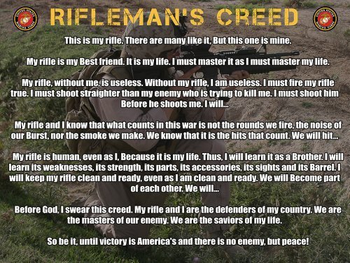 Marine Corps Rifleman's Creed Poster USMC Poster 18x24 - Posters &amp; Prints