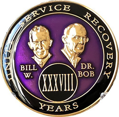 38 year AA Medallion Purple Tri-Plate Founders Bill & Bob Chip XXXVIII