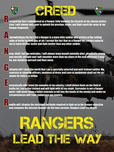 Army Rangers Creed Poster the Army Go Army Us Army - Posters & Prints