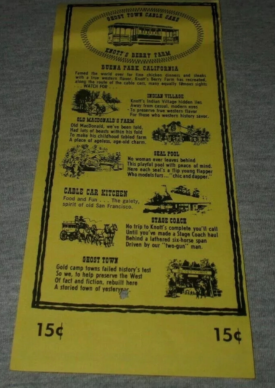 Primary image for Knott's Berry Farm and Ghost Town Cable Car Ticket Buena Park,Califorina 1960's