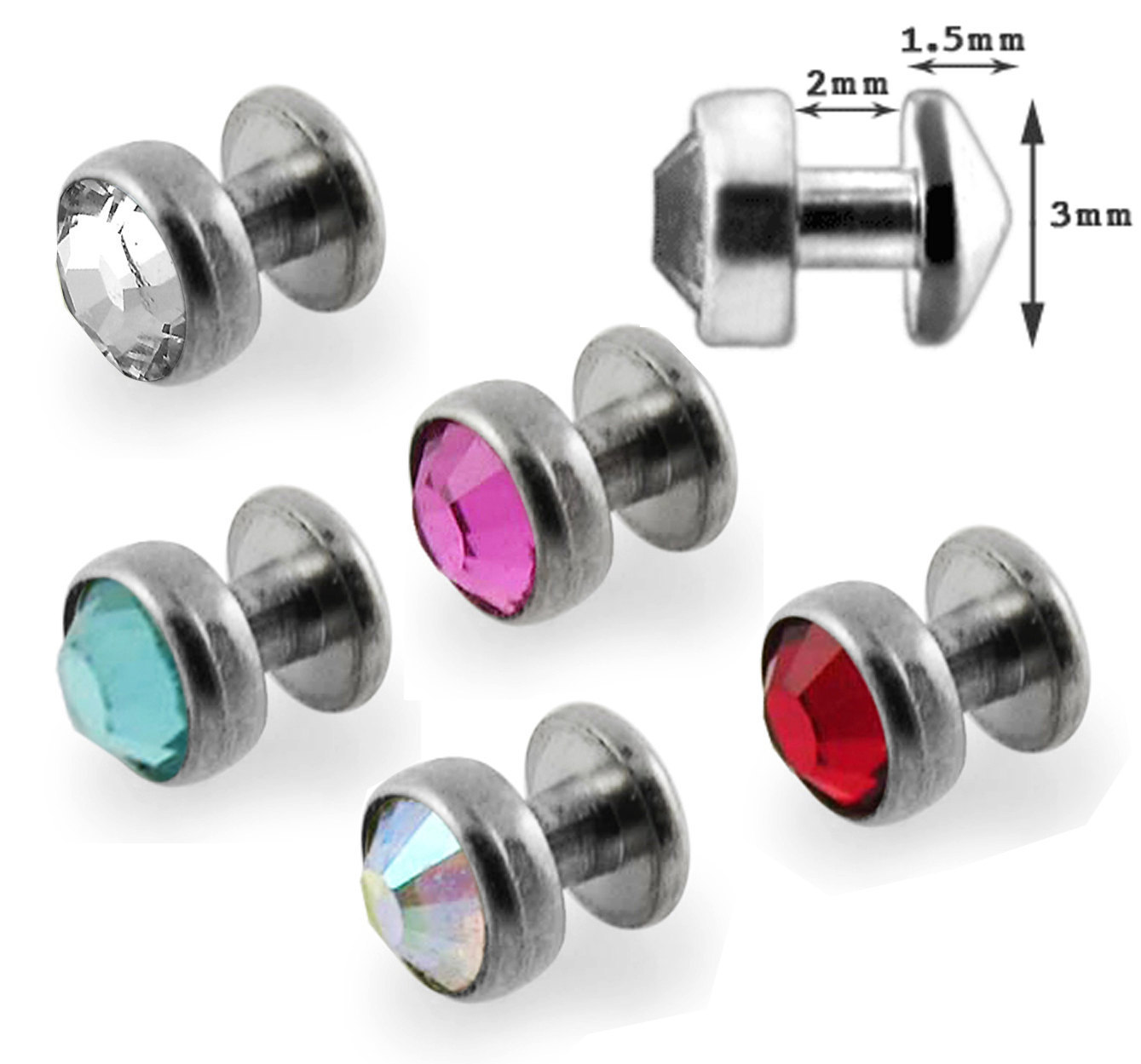 Grade 23 Solid Titanium Jeweled Dermal Diver Piercing Jewelry Body Piercing Jewelry