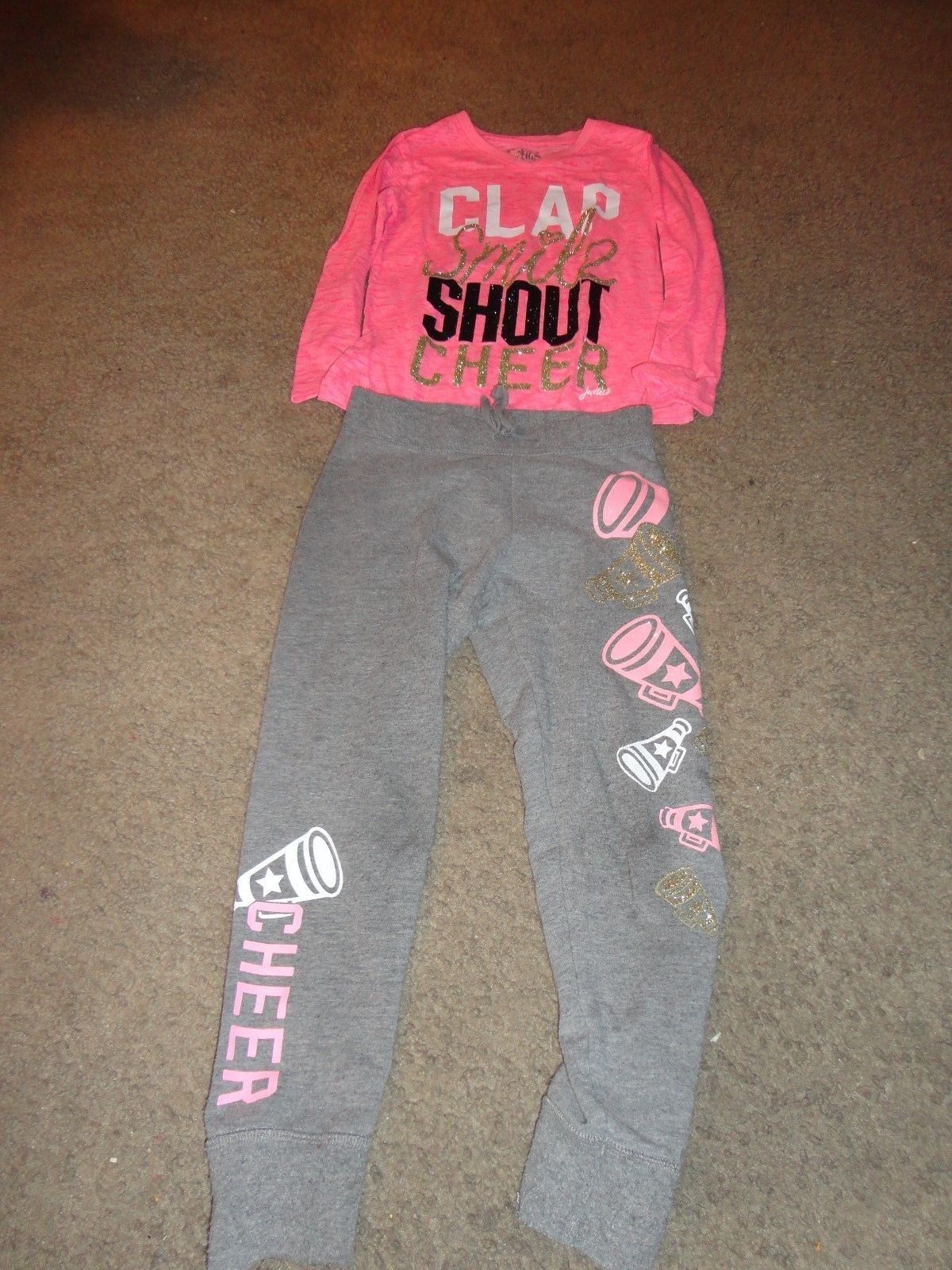 Primary image for JUSTICE GIRLS SIZE 5 CHEER LEADER THEMED PANTS AND LONG SLEEVE OUTFIT 2 PIECE