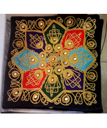 Decorative Vintage pillow cover, black velvet background, red ,green pur... - $34.99