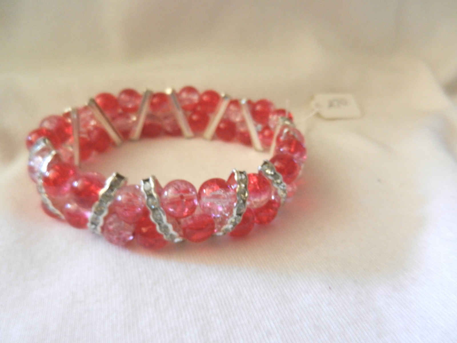 NeW Red Crackle Beads Stretch Rhinestones Bracelet - Fashion Jewelry