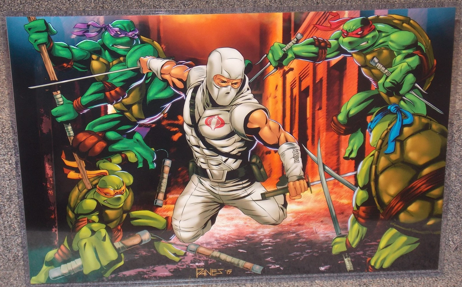 TMNT vs GI Joe Storm Shadow Glossy Print 11 x 17 In Hard Plastic Sleeve 