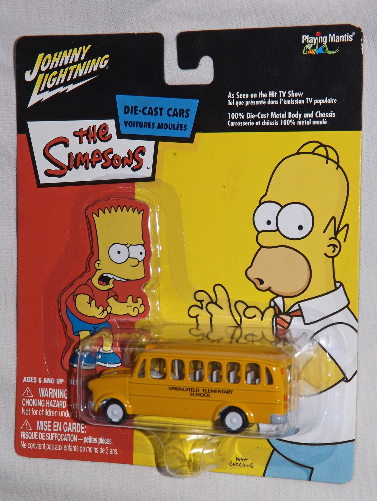 Very Rare 2003 Johnny Lightning, The Simpsons School Bus, White 