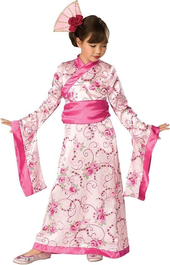 Elegant Pink or Green Polyester Asian Princess Girls Kimono Costume/Headpiece