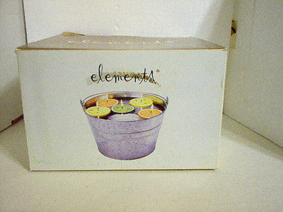 Elements Set of 5 Citrus floater Candles in Steel Bucket - $7.90