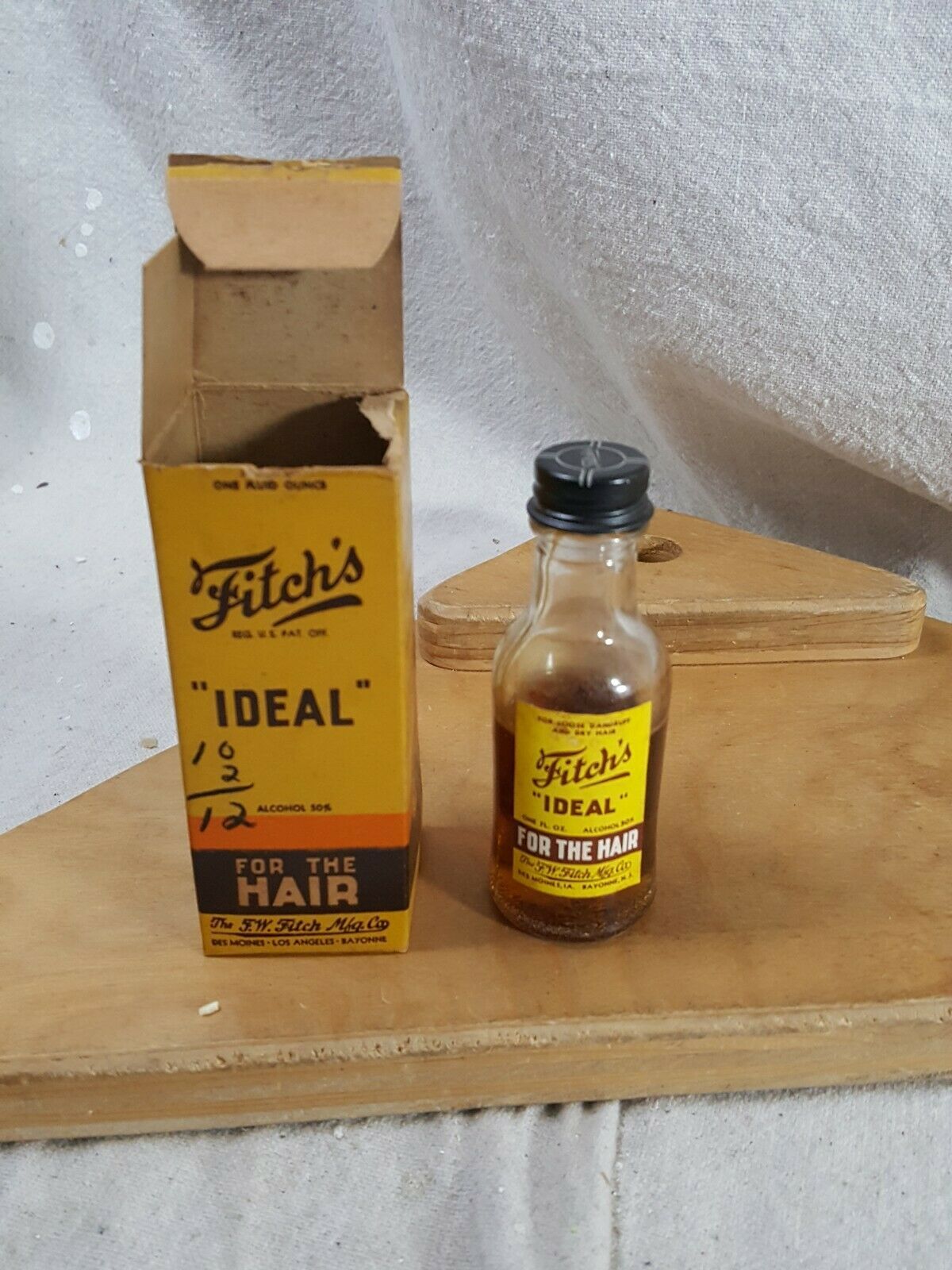 FITCH'S for the Hair IDEAL Hair Tonic 1/2 bottle in box 1 oz
