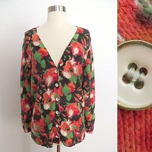 J. Jill size EXTRA SMALL colorful floral print button down cardigan swea... - $10.39