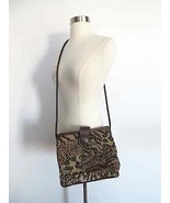 Multi-pattern wild animal print ribbed shoulder bag purse brown tan - ST... - $7.56