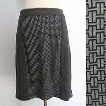 Rafaella size 8 gray geometric print soft fabric skirt career mod colorb... - $6.67
