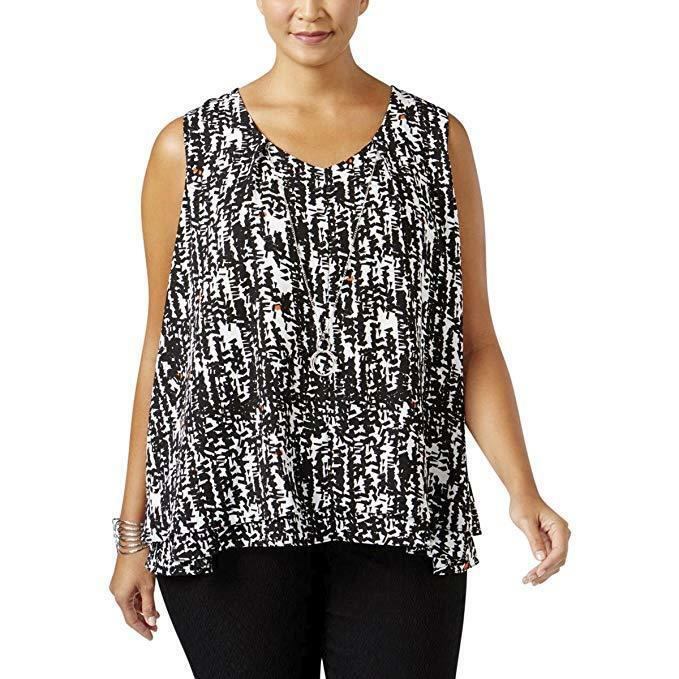 NY Collection Women's Plus Size Printed Necklace Top NWT 1X - Tops ...