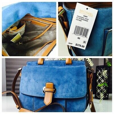 Michael Kors, Bags, Michael Kors Romy Medium Blue Suede Backpack