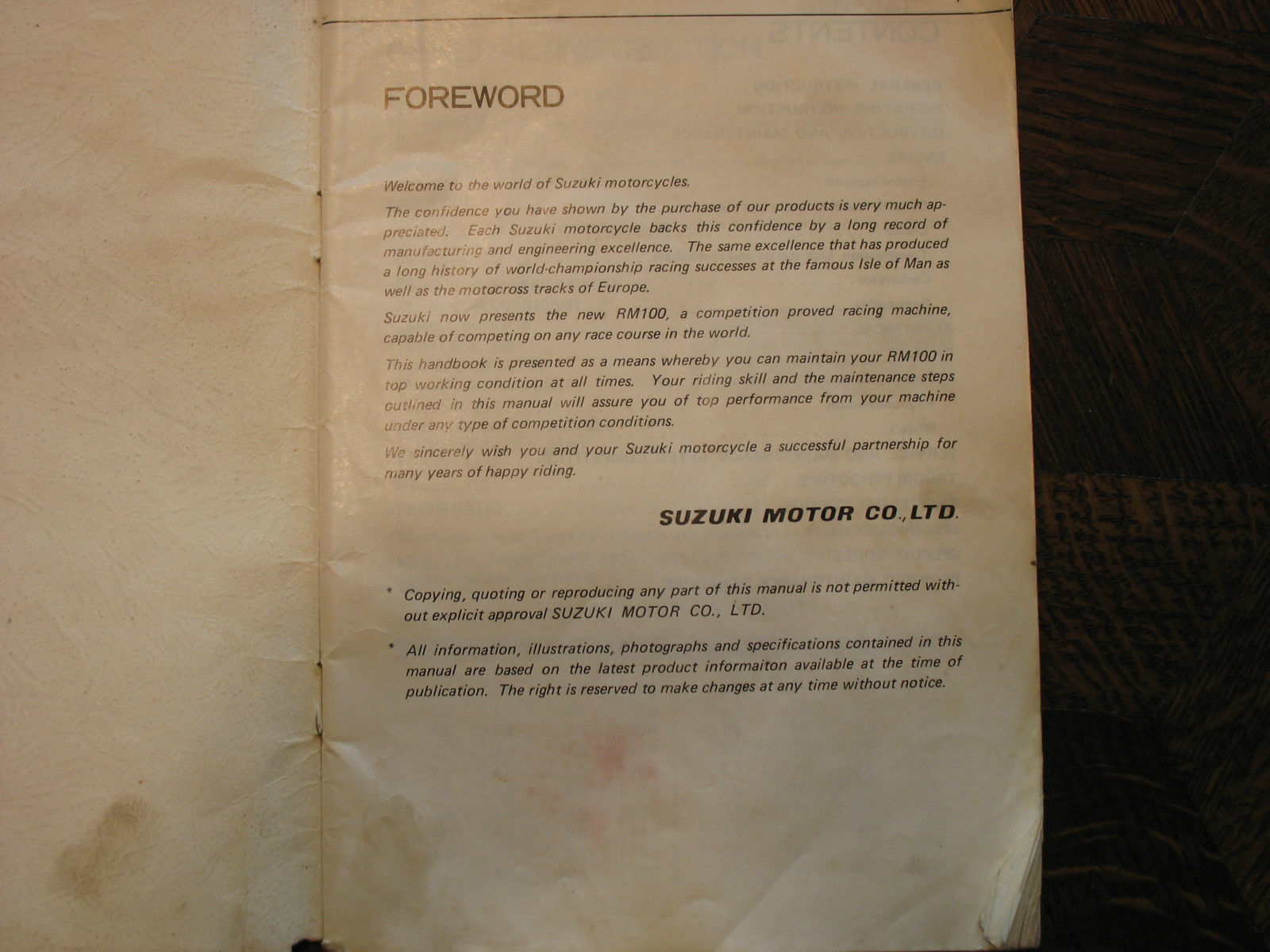 ... 79 SUZUKI RM100 RM 100 ORIGINAL OEM OWNER'S DRIVER'S MAINTENANCE MANUAL ...