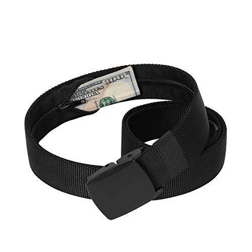 Men Travel Money Security Nylon Belt Hidden Zipper Money Pocket Belt ...