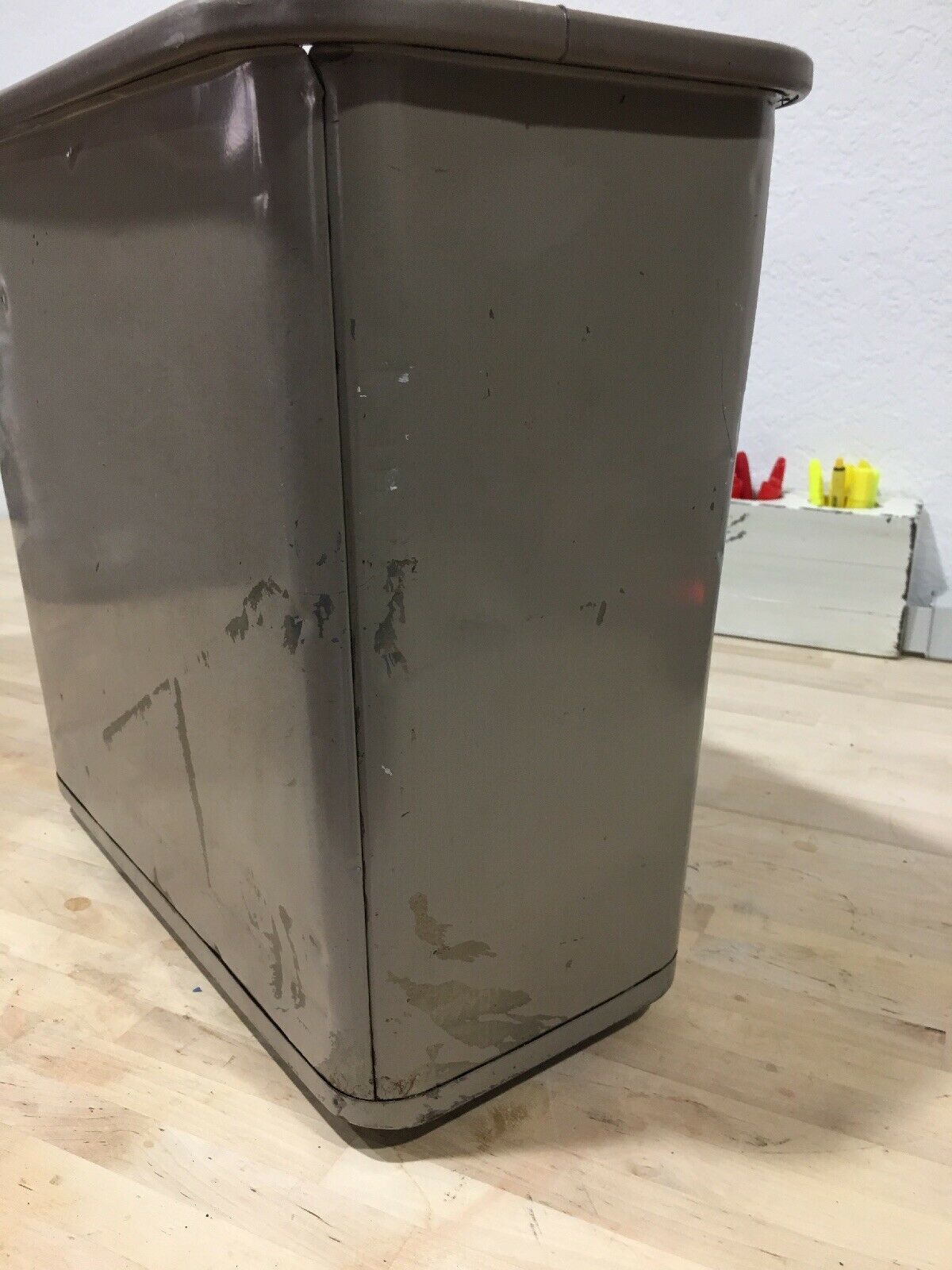 Vintage 1960’s Lawson Office Metal Industrial Factory Trash Waste Can