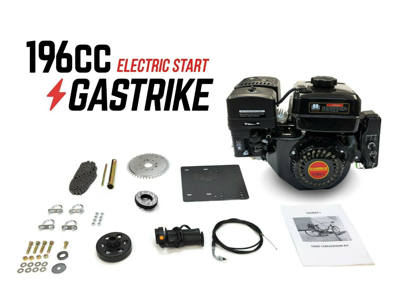 Gas Trike 196cc Trike Engine Kit Electric Start For Gas Motorized Trike Parts & Accessories