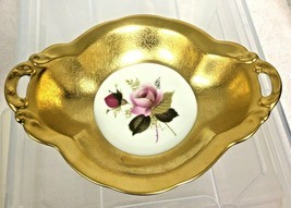 Vintage  Pickard  Gilded Pretty Double Handled Bowl With Roses USA  5.5 ... - £30.03 GBP