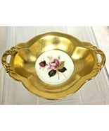 Vintage  Pickard  Gilded Pretty Double Handled Bowl With Roses USA  5.5 ... - $36.14