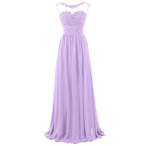 Image of Blevla Cap Sleeve Sequined Chiffon Bridesmaid Prom Dresses Formal Gowns Laven...