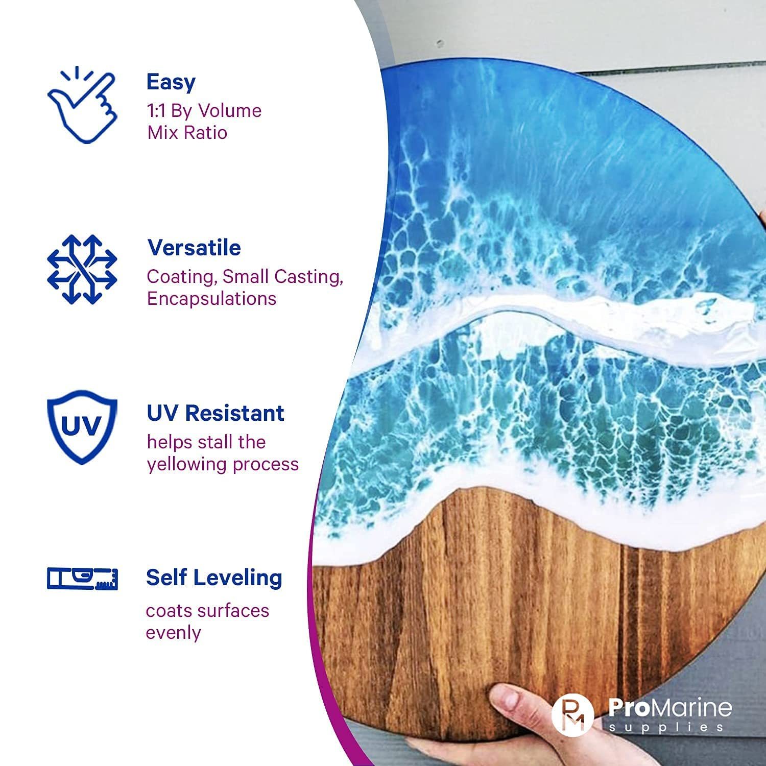 Pro Marine Supplies Crystal Clear Table Top Epoxy Resin (1Gallon Kit