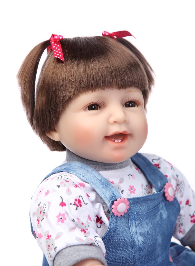 22" Lifelike Silicone Toddler Smile Girl Doll Look Real ...