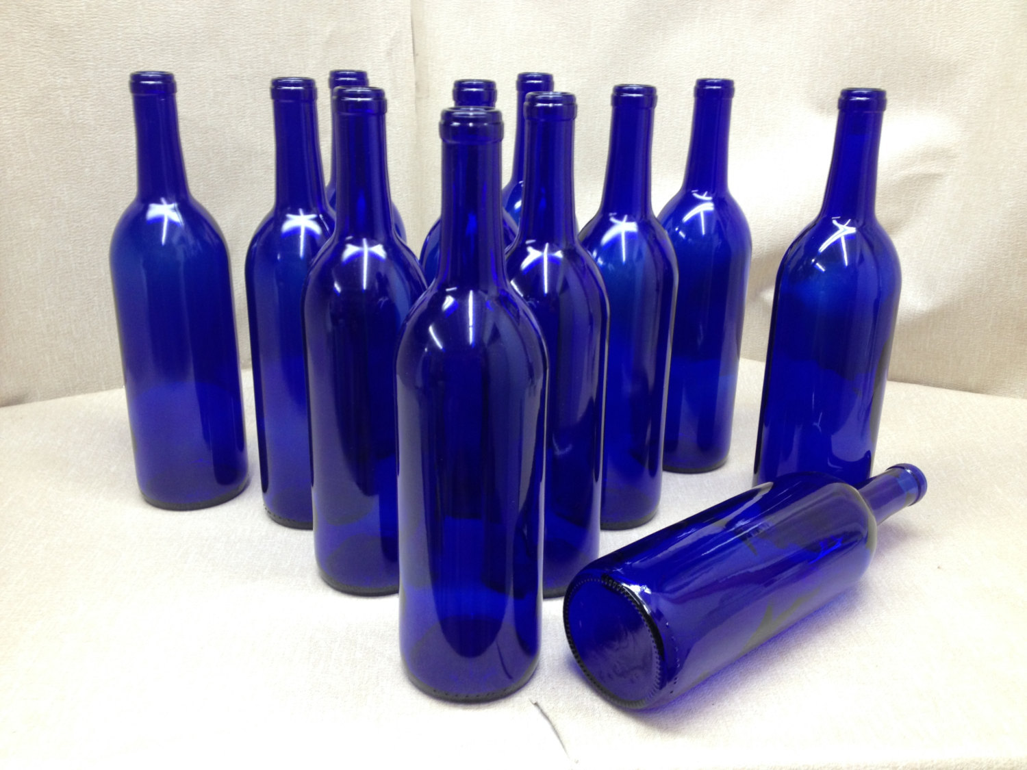 12 - Cobalt Blue Wine Bottles 750 ML for Crafting bottles Parties