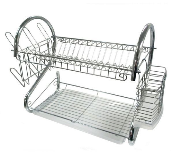Dish Drying Rack 2 Tier Kitchen Counter Top Plate Rack 
