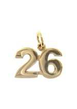 18K YELLOW GOLD NUMBER 26 TWENTY SIX PENDANT CHARM 0.7 INCHES 17 MM MADE ITALY image 1