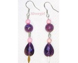 Sterling silver amethyst pink magnesite dangle earrings thumb155 crop