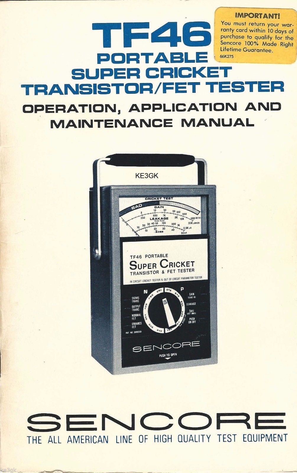 pdf files Over 50 Sencore Service Manuals Schematics Parts Lists Catalog on Cd 