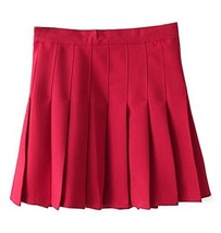 Women&#39;s High Waist Solid Pleated Mini Tennis Skirt (M , Wine red) - $29.69