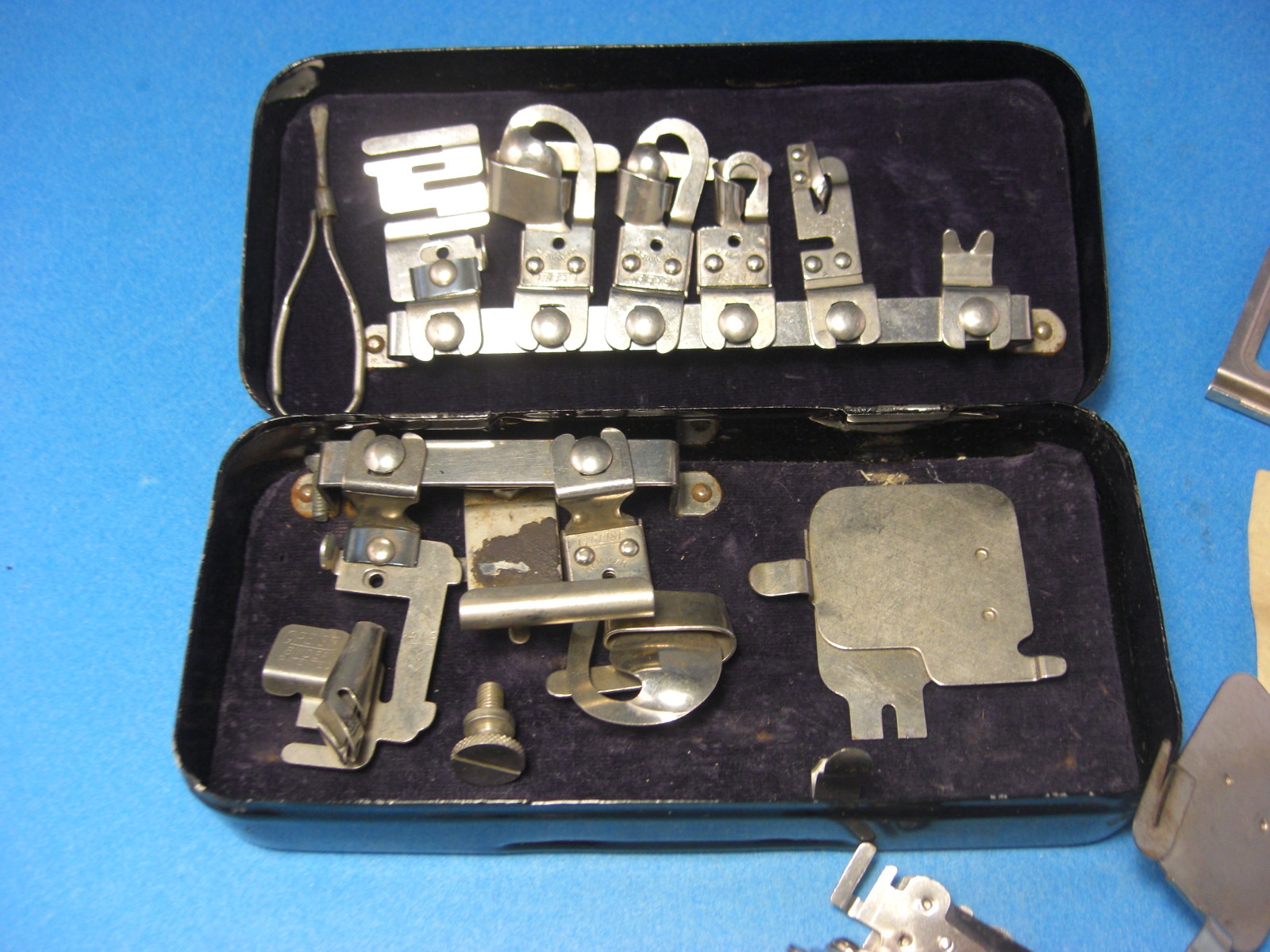 Greist Rotary Sewing Machine Attachments in Tin Box 17 Feet Domestic