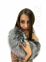 Silver Fox Fur Collar 43' (110cm) Fur Boa Saga Furs Natural Fur Scarf Stole image 4