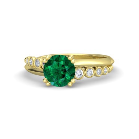 1.50 Ct Round Cut Emerald & CZ 18k Yellow Gold Finish .925 Silver Isabella Ring