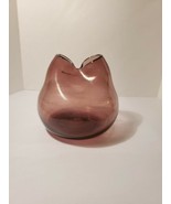 Vintage Rare Blenko Pinched Purple Plum Amethyst Double Spout Vase - $46.33