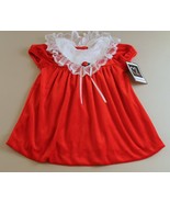 Red Velour Dress Girls 18 months White Lace Collar Soft Infant  - $7.88