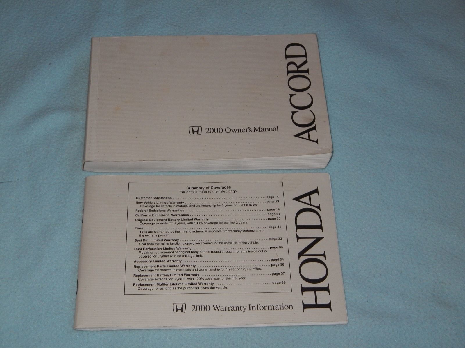 2000 Honda Accord Owners Manual With Binder