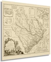1773 Map of South Carolina - Vintage Map Wall Art - American Revolution South Ca - $32.99+