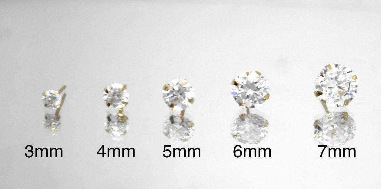 14kt Gold Round CZ Cubic Zirconia Clear 4 Prong Set Stud Earrings