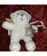 GUND 4” PLUSH WHITE TEDDY BEAR ANGELFACE SHINEY GOLD WINGS W/star Easter... - $7.23