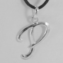 18K WHITE GOLD PENDANT CHARM INITIAL LETTER P, MADE IN ITALY 0.9 INCHES, 23 MM image 1