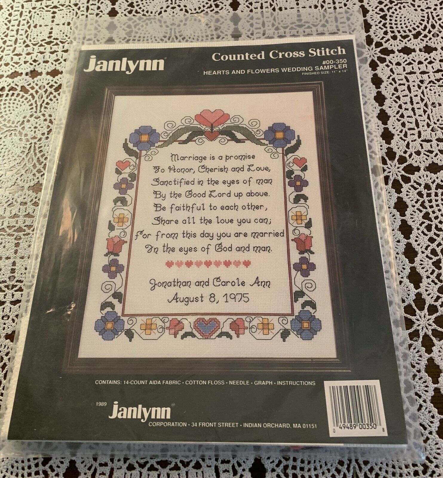 Brand New Janlynn Counted Cross Stitch Kit 100-350 Wedding Sampler 11 x ...