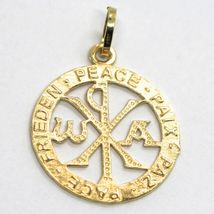 SOLID 18K YELLOW GOLD MONOGRAM OF CHRIST PENDANT, PEACE, MEDAL, 0.95 INCHES image 3