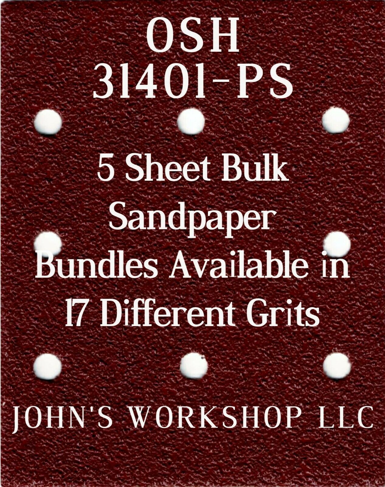Primary image for OSH 31401-PS - 1/4 Sheet - 17 Grits - No-Slip - 5 Sandpaper Bulk Bundles