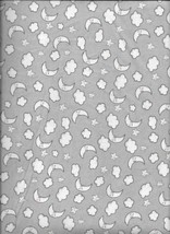 New A.E. Nathan Moons Clouds Stars on Gray Comfy Flannel Fabric by the Half Yard - $3.96